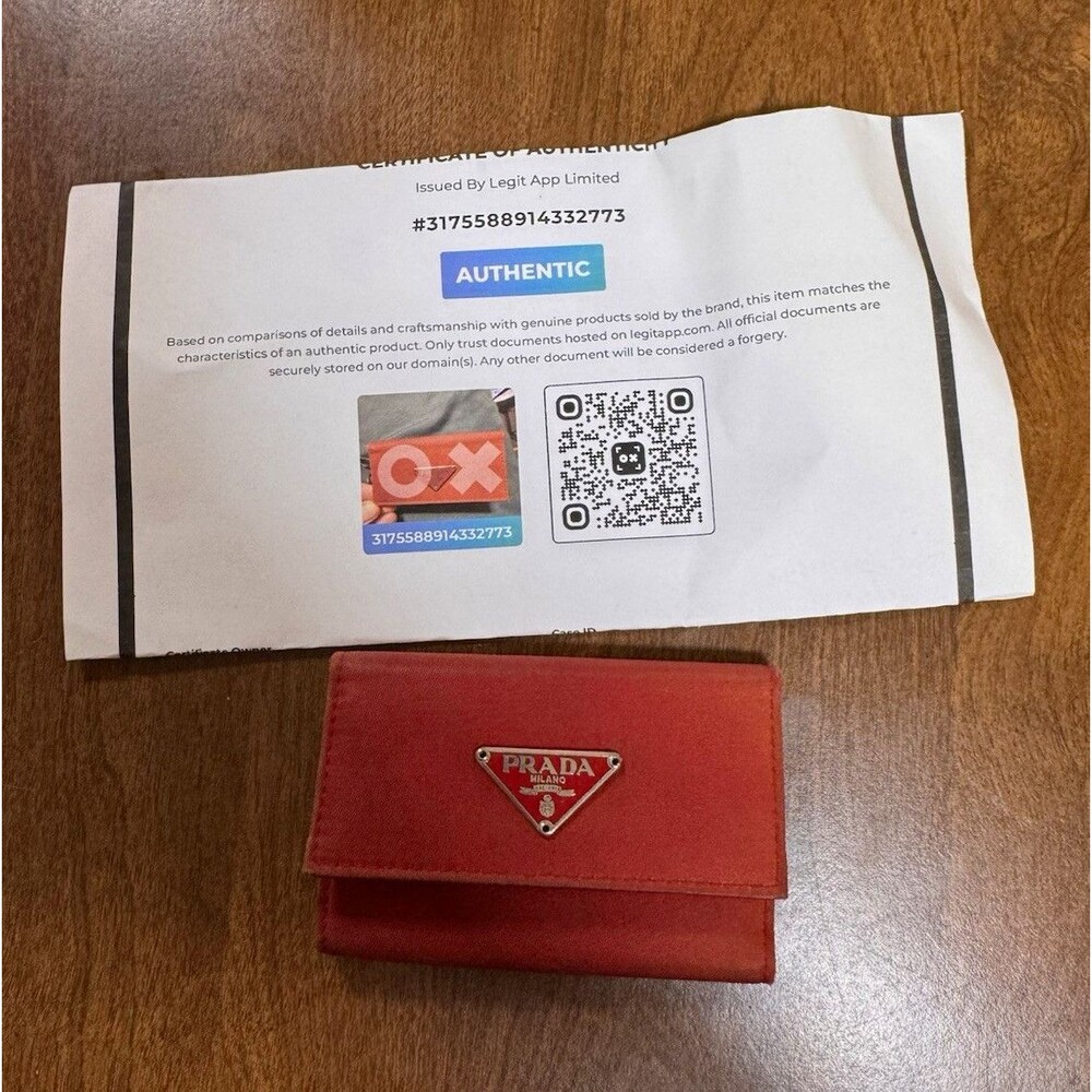 PRADA Milano Red Fabric Key Chain Holder with Logo Plaque, Solid
